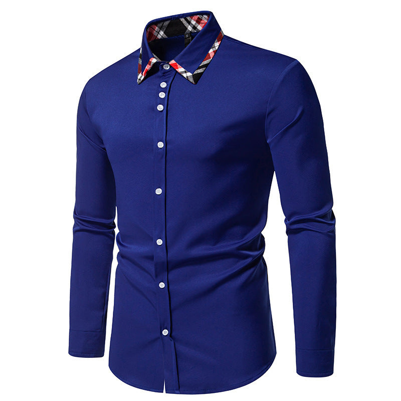 Contrast Color Triangle Collar Long Sleeve Shirt