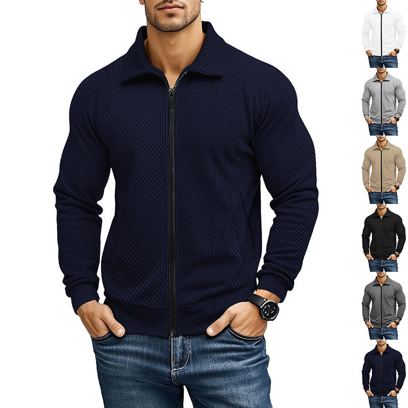 Men's Jacket Waffle Turn-down Collar Coat