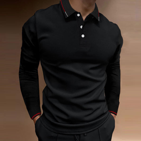 Casual Stand Collar Vertical Long-sleeved T-Shirt