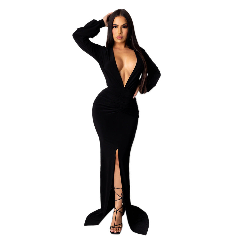Women's Large V-neck Evening Dress