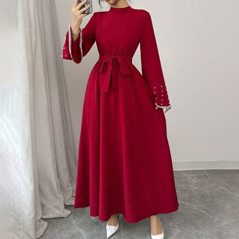 Elegant Long Sleeve Maxi-Flowy Evening Dress