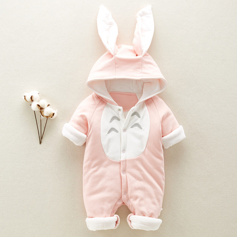 Cotton padded Baby romper chinchilla hooded