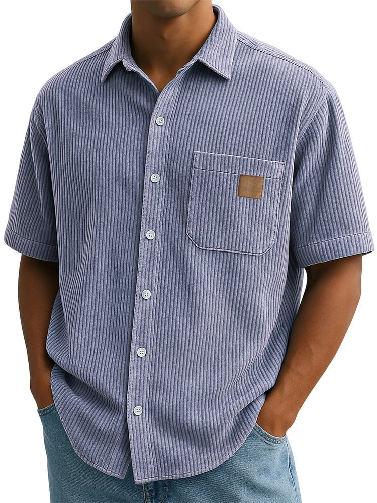 Versatile Leisure Leather Short Sleeve Shirt