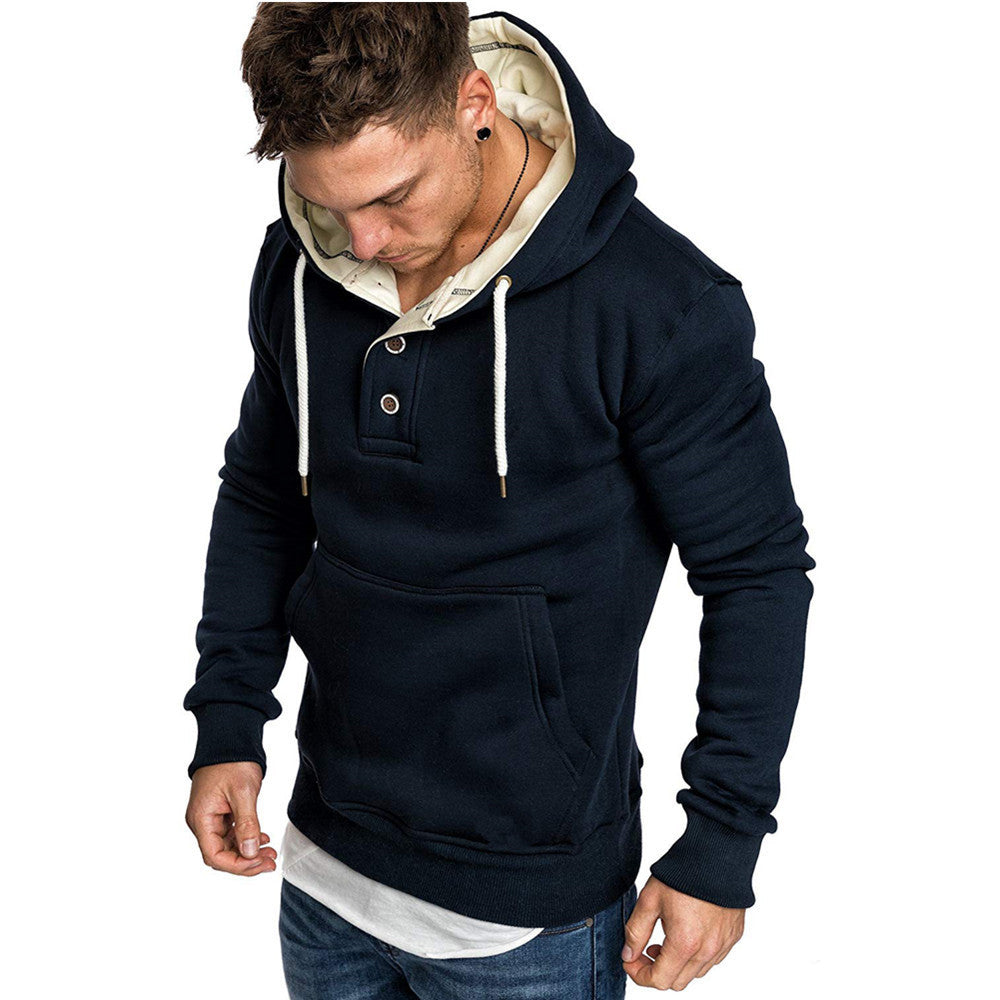 Men's Button-trimmed hooded fleece sweatshirt