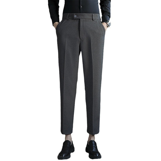 Straight Elastic Slim Fit Brown Pants