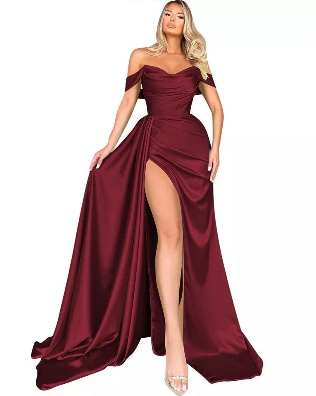 High Slit Sexy Host Off-shoulder Evening Dress