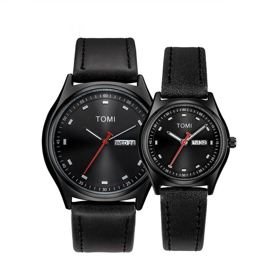 Fashion Simple Double Calendar Leather-belt Watch