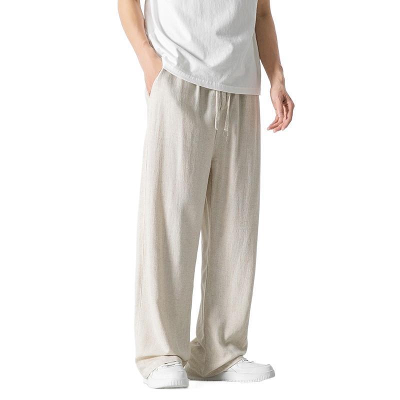 Linen Pants Loose Straight Trousers