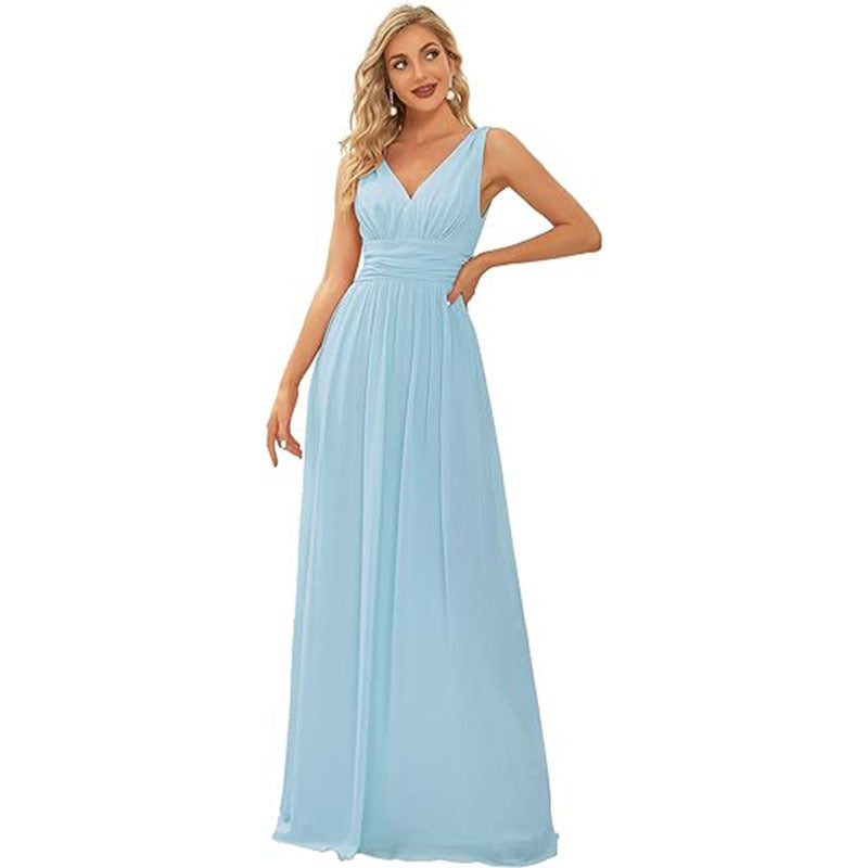 Women's Elegant V-neck Sleeveless Evening Dress