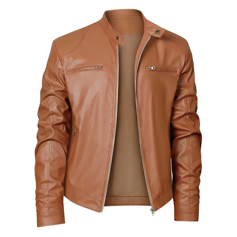 Men's Slim Fit Leather Jacket Zipper