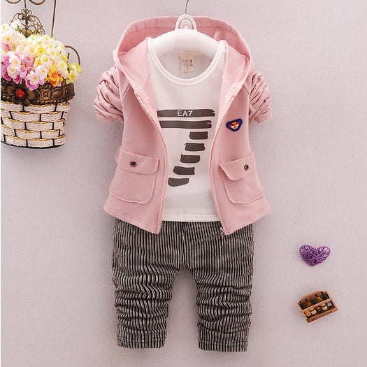 Boys & girls zipper striped trousers children' suit