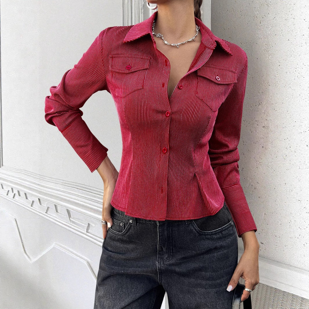 Hot Girl Striped Open Shirt