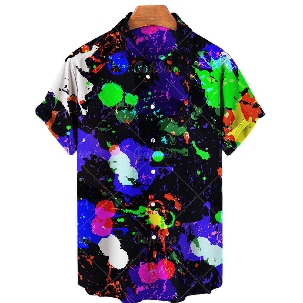 Lapel Hawaiian Shirt Short Sleeve