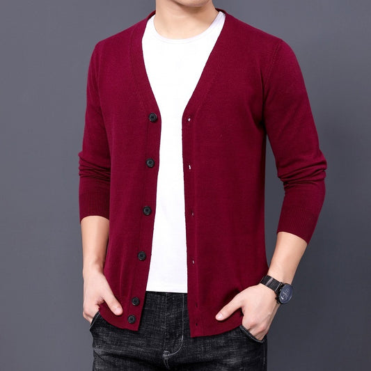 Men's Knitted Cardigan V-neck Style Sweater