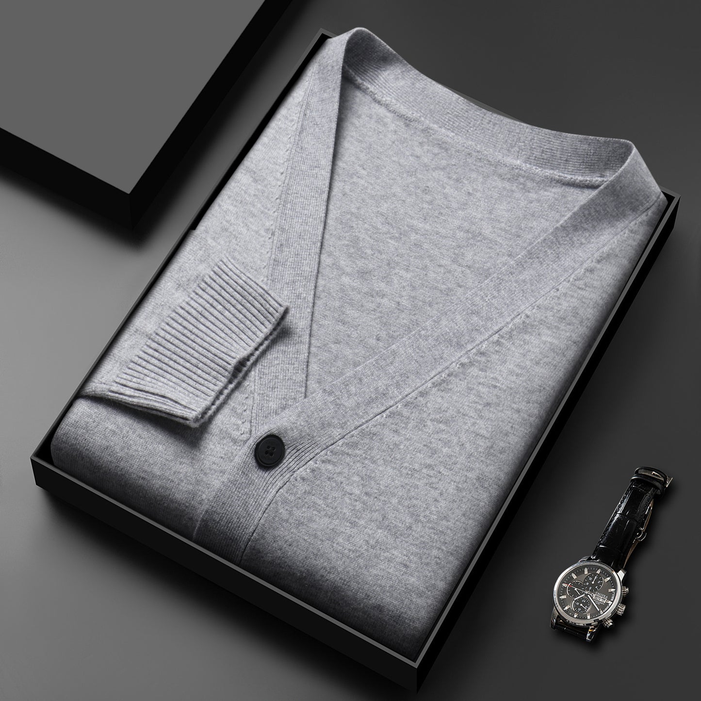 Men's Knitted Cardigan V-neck Style Sweater