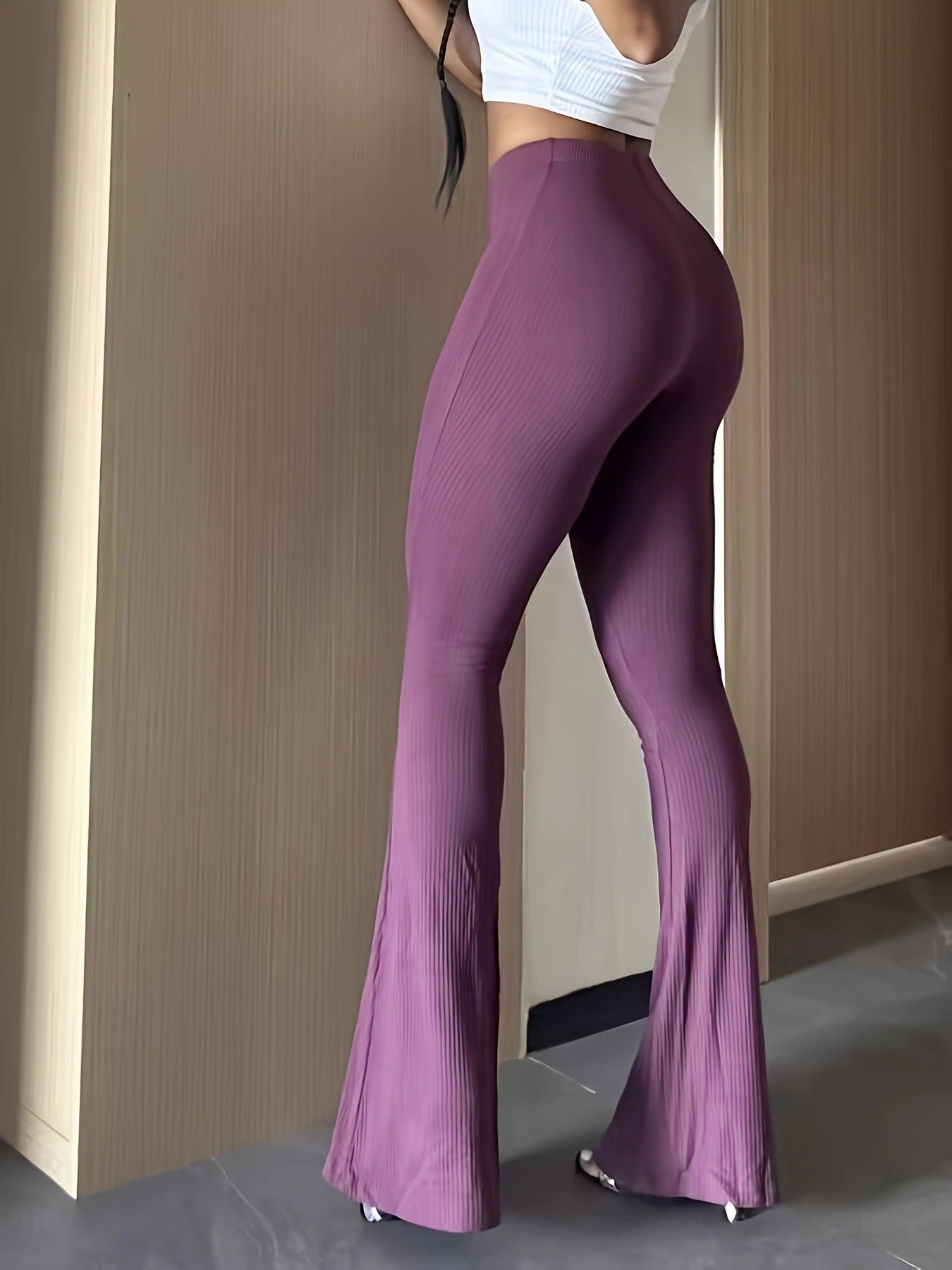 Slightly Flared Straight Slim Fit Hip Raise Pants