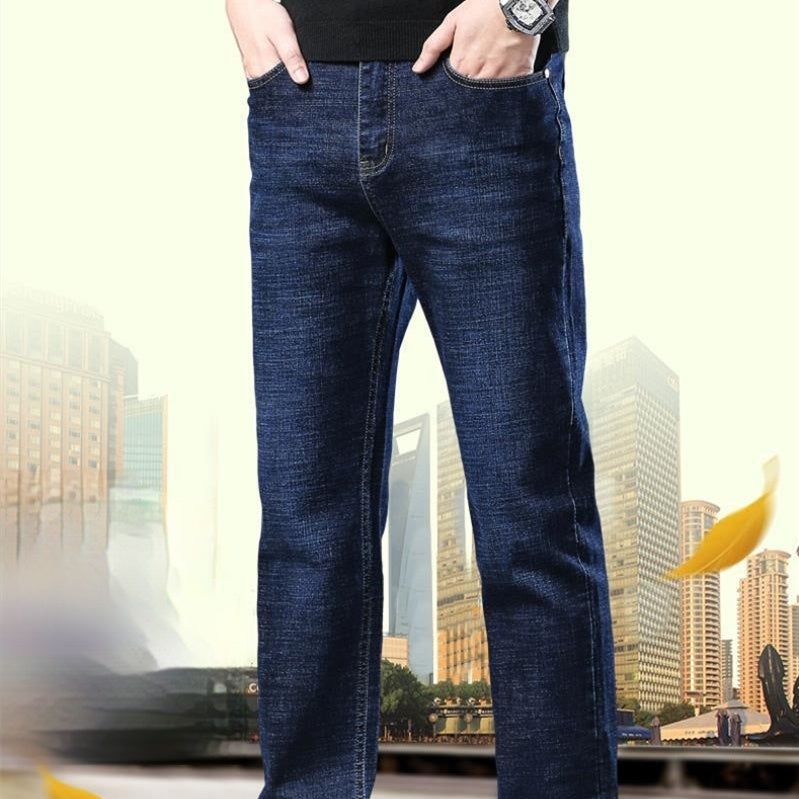 Men Straight Loose Elastic Jeans