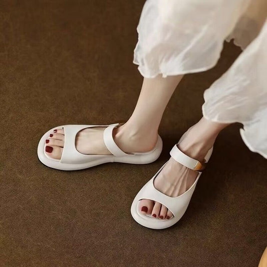 French Soft Leather Platform Sandals