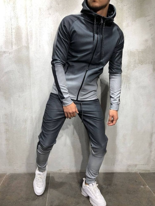 Moomphya Gradient color zipper cardigan men hoodies