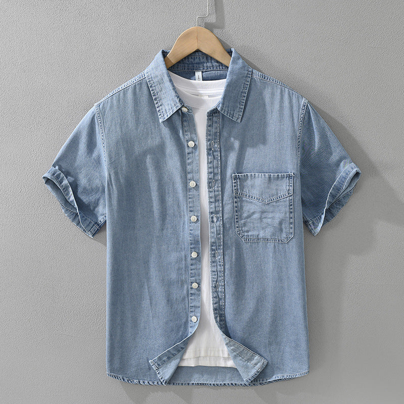 Japanese-style Denim Short Sleeve Shirt