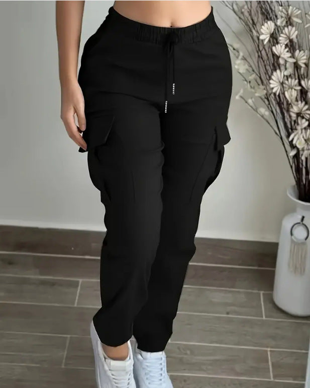 Fashion Drawstring Leisure Cargo Trousers