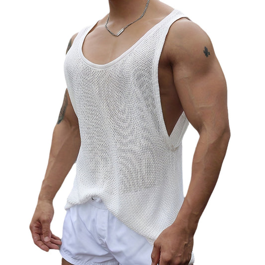 Loose Knitted New Men's Sleeveless Knitwear Top