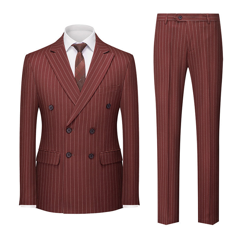 Men's Striped Double-row Two-button Suit