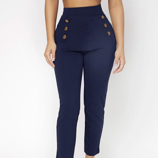 Ladie's Slim Fit Double Row Waisted Pants