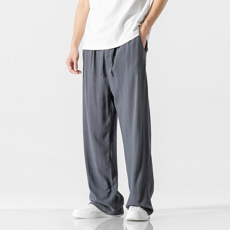 Linen Pants Loose Straight Trousers