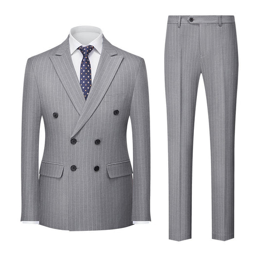Men's Striped Double-row Two-button Suit