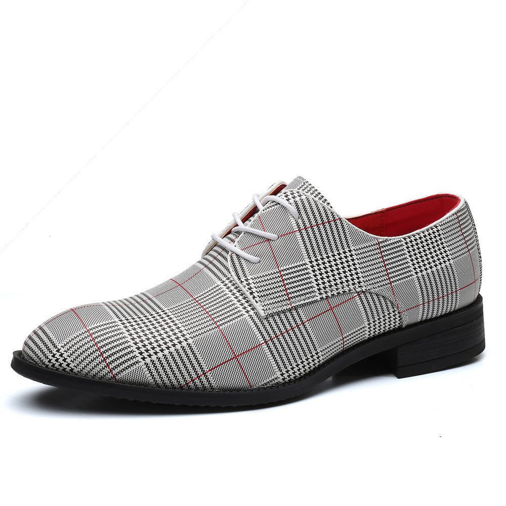 Men's Fashion All-match Leather Shoes Lace-up Stripes