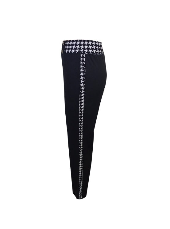 Herringbone Button Fashionable Slimming Pants