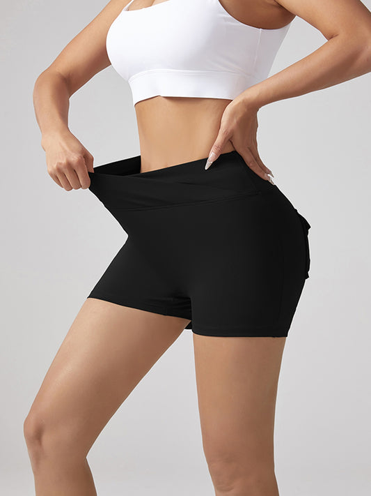 V-waist Stretch Yoga Workwear, Women's Peach Hip Running And Fitness Shorts