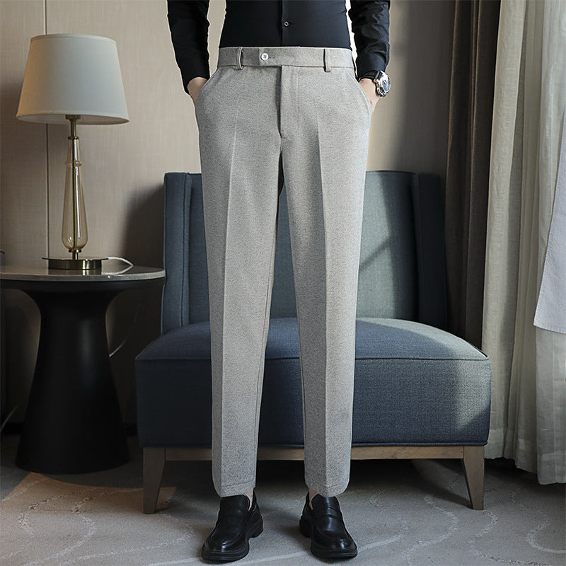 Straight Elastic Slim Fit Brown Pants