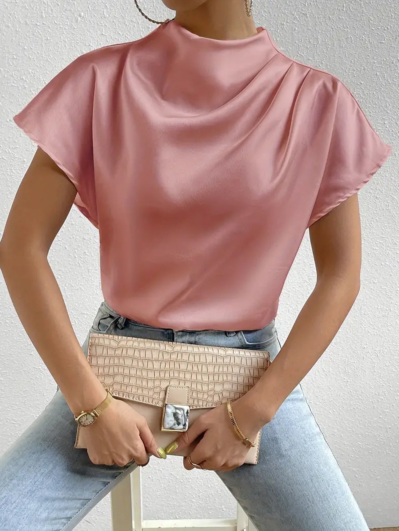 Elegant Folding Loose Women's Tops