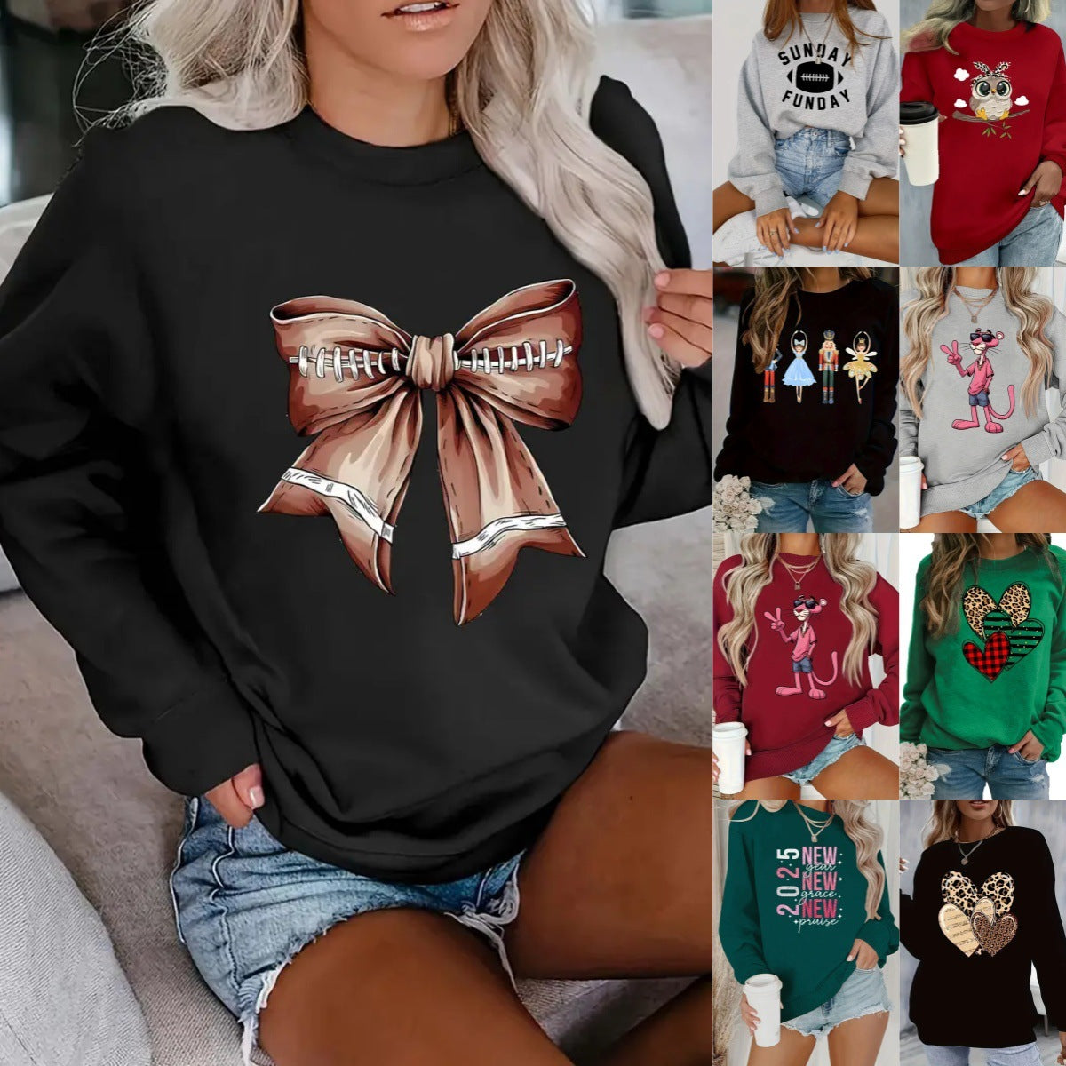 Ladie's Long Sleeve Crew Neck Sweatshirts