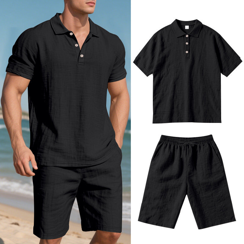 Men's Loose Linen Breathable Shorts Suit
