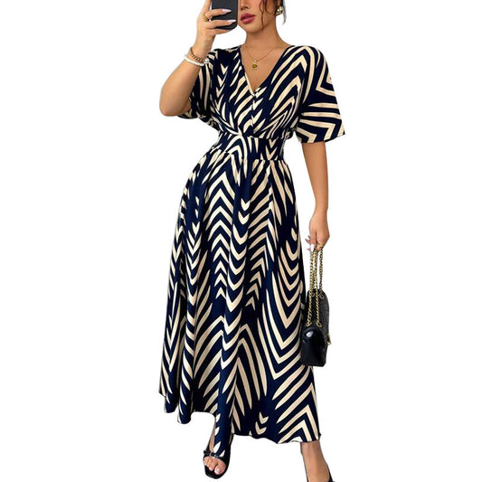 Waist-controlled Twill Dress Short Sleeve