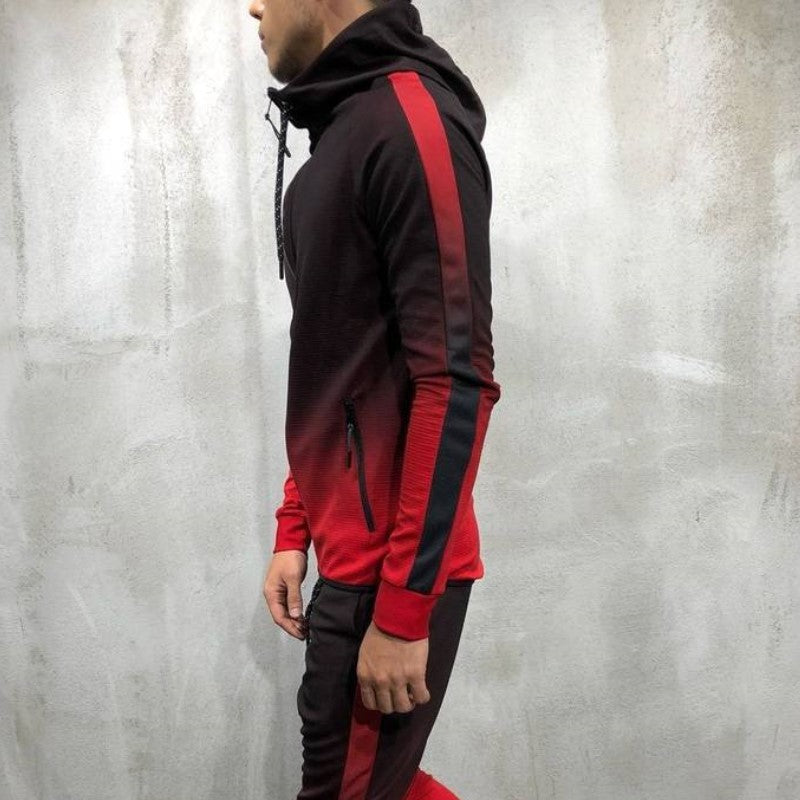 Moomphya Gradient color zipper cardigan men hoodies