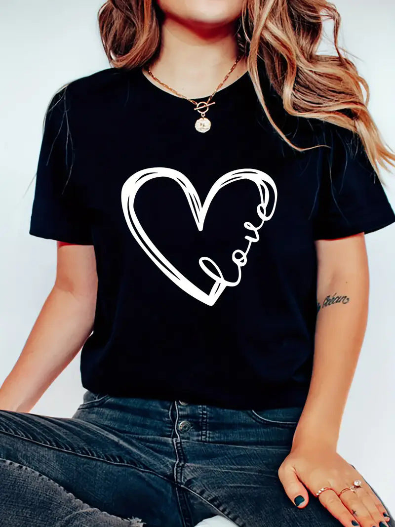 Valentine's Day Love Round Neck Women's T-shirt