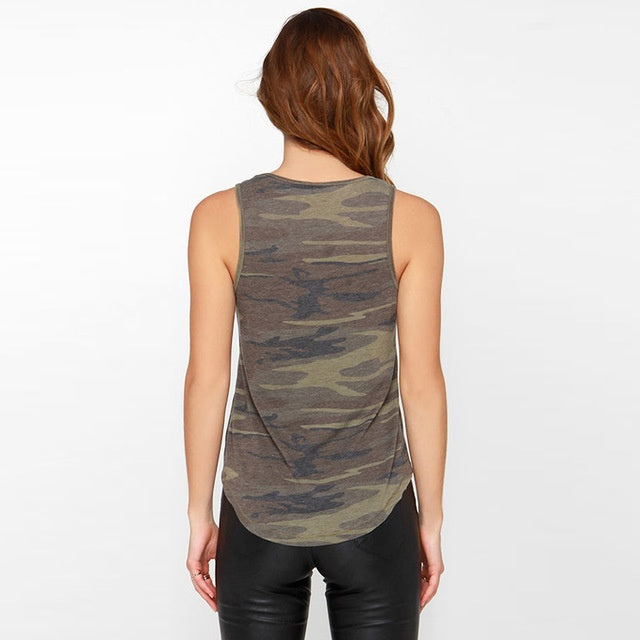 Women Camouflage sleeveless T-shirt