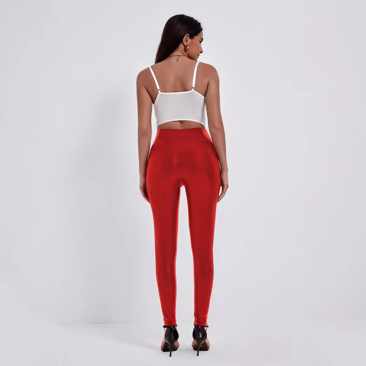 Fashioned Tight-fitting Cinched Hip Leather Pants