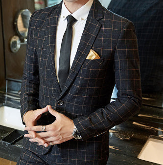 Korean-style Business Suit Slim-fit Plaid Casual Wear