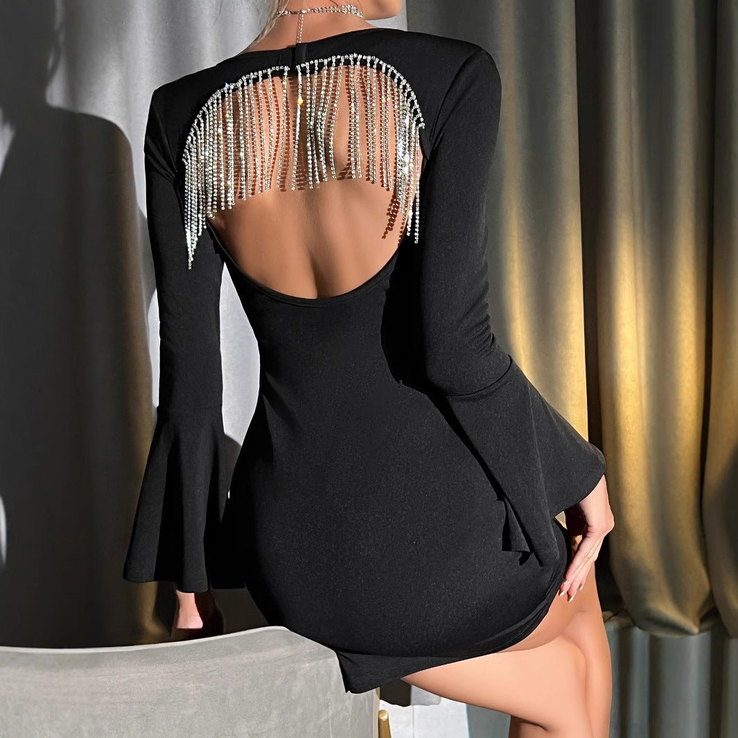 Women's Tassel Rhinestone Party Dress