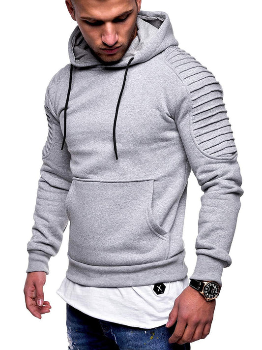 Striped Pleated Raglan Sleeve Men's Hoodie
