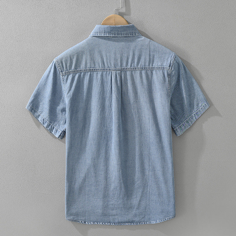 Japanese-style Denim Short Sleeve Shirt