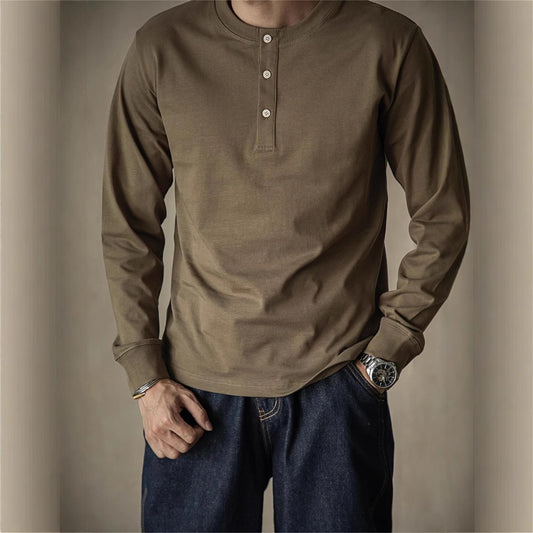 Henley Shirt Slim Cotton T-shirt