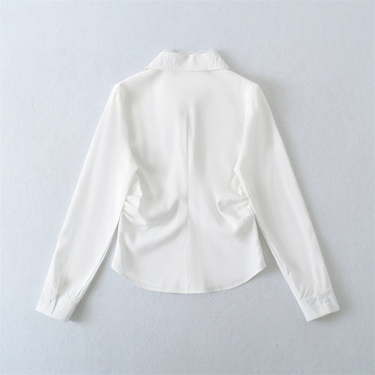 Lace Stitching Tight Waist Shirt