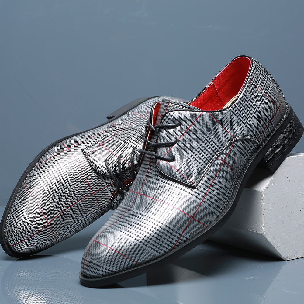 Men's Fashion All-match Leather Shoes Lace-up Stripes