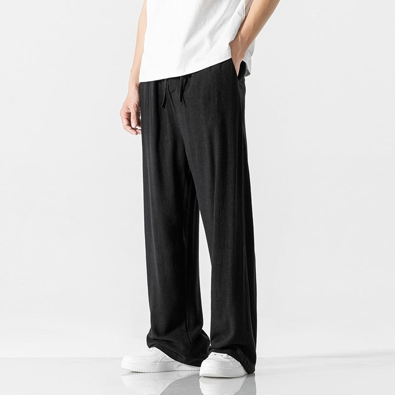 Linen Pants Loose Straight Trousers